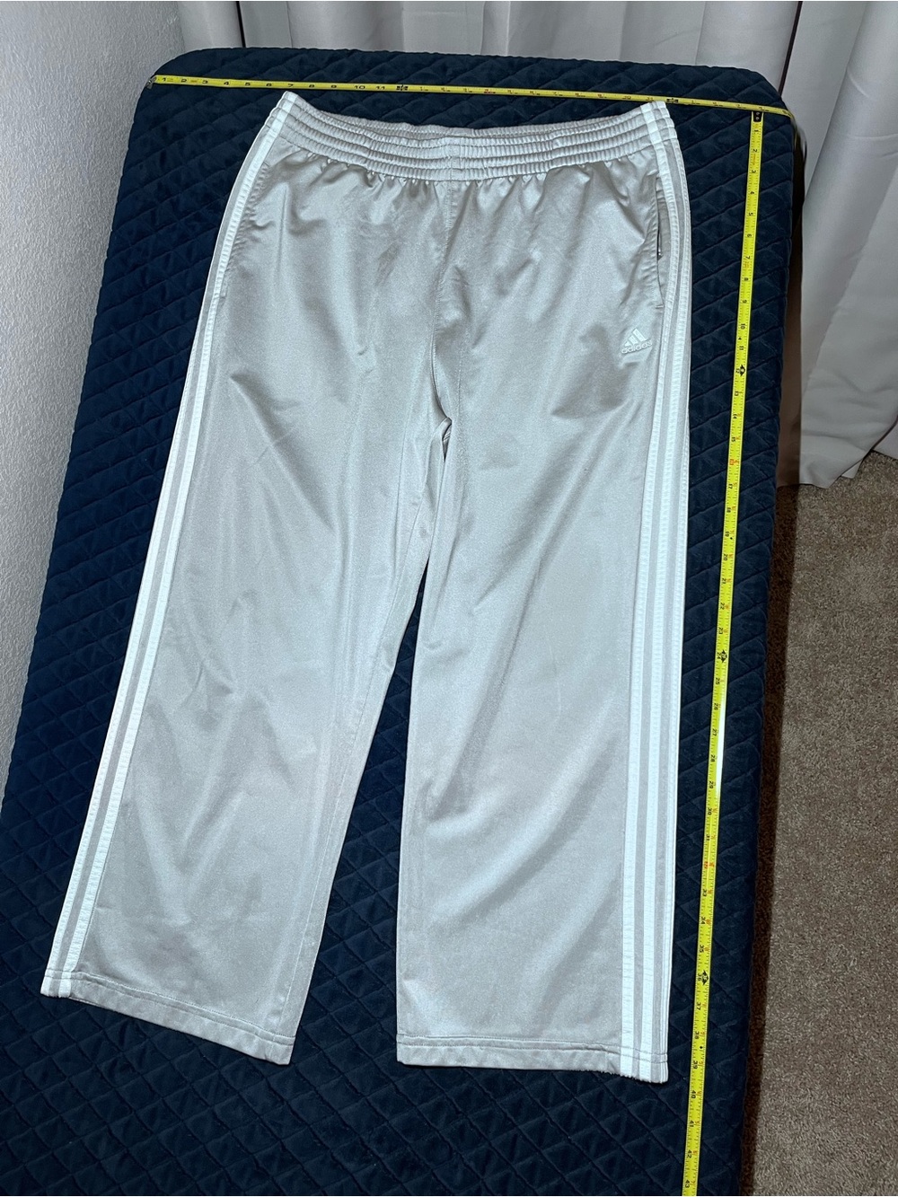 adidas Silver Track Pants - Loose Fitted Streetwear - 3-Stripe Design